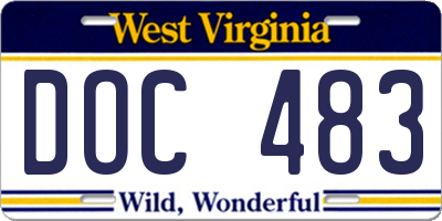 WV license plate DOC483
