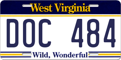 WV license plate DOC484