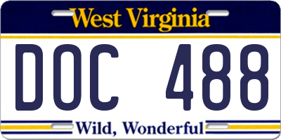 WV license plate DOC488