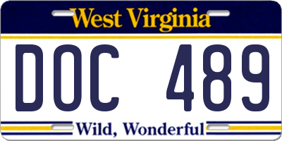 WV license plate DOC489