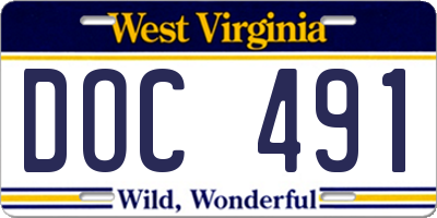 WV license plate DOC491