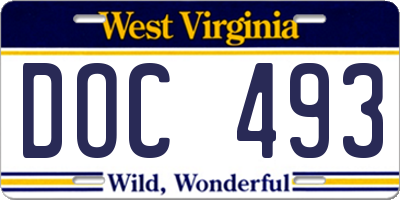 WV license plate DOC493