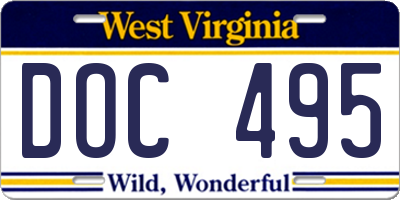 WV license plate DOC495