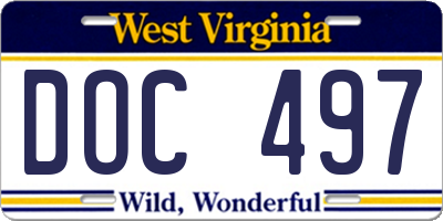 WV license plate DOC497