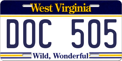 WV license plate DOC505