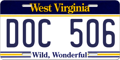 WV license plate DOC506