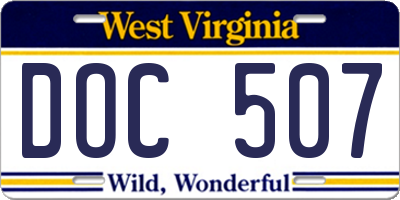 WV license plate DOC507