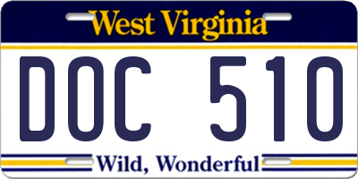 WV license plate DOC510