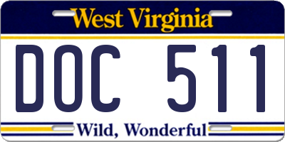 WV license plate DOC511