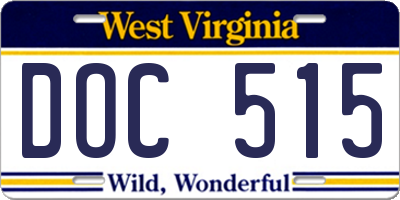 WV license plate DOC515