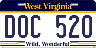 WV license plate DOC520