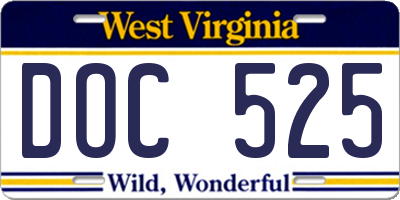 WV license plate DOC525