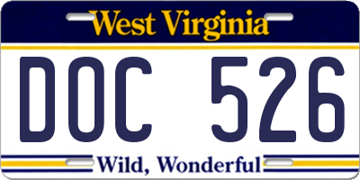 WV license plate DOC526