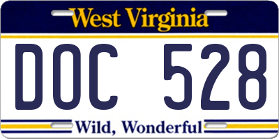 WV license plate DOC528