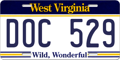 WV license plate DOC529