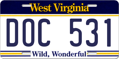 WV license plate DOC531