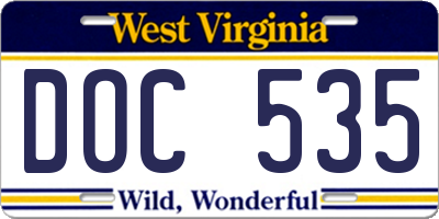WV license plate DOC535