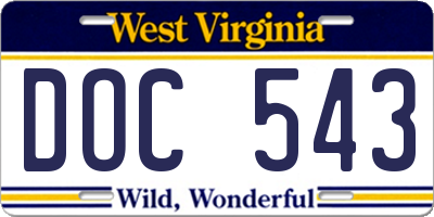 WV license plate DOC543