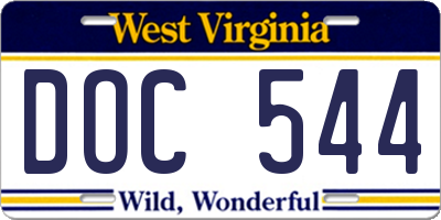 WV license plate DOC544