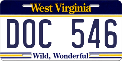 WV license plate DOC546