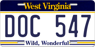 WV license plate DOC547