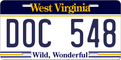 WV license plate DOC548