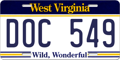 WV license plate DOC549