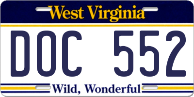 WV license plate DOC552