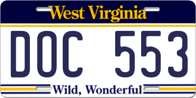 WV license plate DOC553