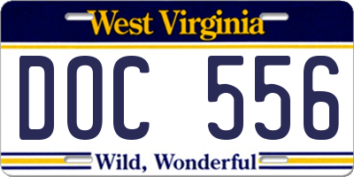 WV license plate DOC556