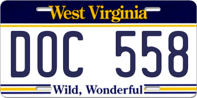 WV license plate DOC558