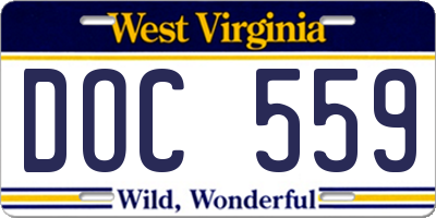 WV license plate DOC559