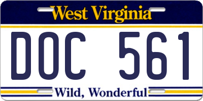 WV license plate DOC561