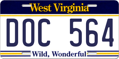 WV license plate DOC564