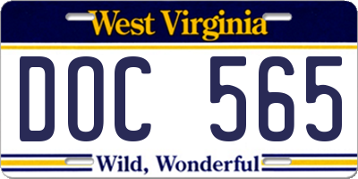 WV license plate DOC565