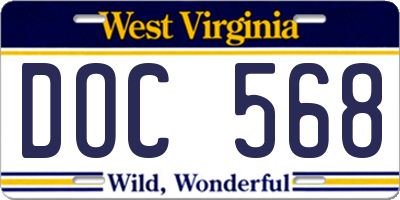 WV license plate DOC568