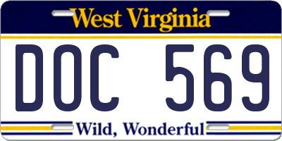 WV license plate DOC569