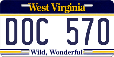 WV license plate DOC570