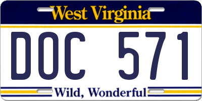 WV license plate DOC571