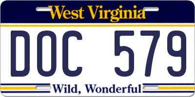 WV license plate DOC579