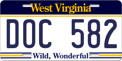 WV license plate DOC582