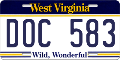WV license plate DOC583