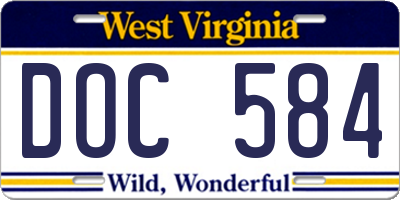 WV license plate DOC584