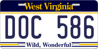 WV license plate DOC586