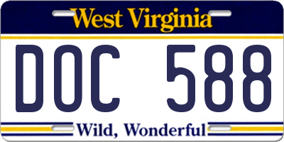WV license plate DOC588