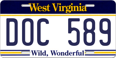 WV license plate DOC589