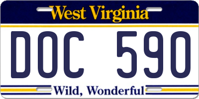 WV license plate DOC590