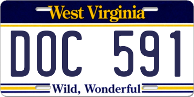 WV license plate DOC591