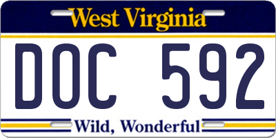 WV license plate DOC592