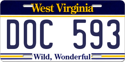 WV license plate DOC593